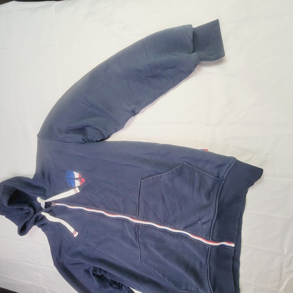 Air De Paris Men's XL Full Zip Hoodie Navy Blue Zipper Paris Shield Logo Q43 - Picture 5 of 15